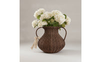 Wicker Flower Vase with Handles Handwoven Double-Handle Vase Boho for Tabletop, Entryway