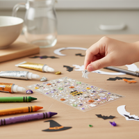tomononi 3D Embossed Nail Art Stickers for Kids - Dark Style Halloween Theme