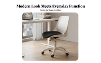 Foldable Backrest Armless Rolling Task Chair Height Adjustable Armless Rolling Stool 360-Degree Swivel Office Furniture Space-Saving for Students, Home Workers, Adults, Study Room, Bedroom, Small Areas, Vanity