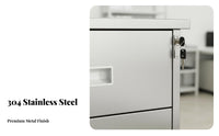 Lockable Stainless Steel Office Cabinet Rust-Proof Locking Parts Cabinet Resistant Multi-Drawer Storage Unit Long-Lasting for Cleanroom, Laboratory, Workshop, Hospital