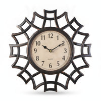 Openwork Radiating Wall Clock Antique Finish Round Wall Clock Textured Home Decor Decorative
