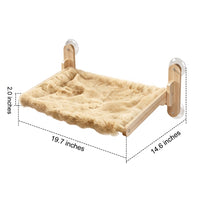 Cat Window Perch Hammock, Rectangular Wood Frame Mesh Lounger, Strong Suction Cup Cat Bed for Indoor Cats, Detachable Seat Fits Most Panes
