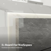 Modern Reception Desk High Gloss Finish Lobby Welcome Desk Wide Countertop Glossy Cashier Counter for Business Owners, Office Managers