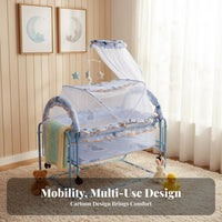 Portable Bassinet with Net Multi-Functional Rocking Cradle Easy to Assemble Infant Bed for Newborns, New Parents, Indoor, Trip, Living Room