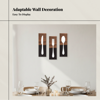 3 Pieces Tableware Plaque Rustic Farmhouse Style Home Decoration Cutlery Pattern Gift Idea for Cafe Owners, Living Room, Hallway
