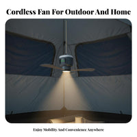 Power-Storing Hanging Fan Quiet Dormitory Fan with Light Multiple Speed Settings for Students, Outdoor Enthusiasts, Bedroom, Desk Area, Beach
