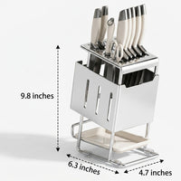 Thickened Bright Finish Slanted Knife Holder with Chopstick Holder (Stainless Steel Upgrade), Thickened Gunmetal Grey Slanted Knife Holder, Modern