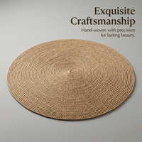 Oval Handwoven Jute Mat, Braided Jute Round Rug, Jute Floor Mat for Entryway, Bohemian Decor Enthusiast Round Rug, Breathable Surface Jute Mat