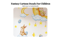 Bunny on Moon Nursery Sticker Easy to Apply Wall Decal for Kids, Young Children, Playroom, Living Room