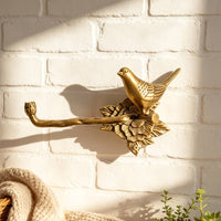Towel Holder with Bird Motif Vintage Towel Holder with Bird Screwless Installation Hardware for Renters
