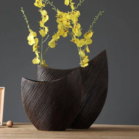 Decorative Vase Japanese Style Striped Flower Vase Ribbed Texture Home Decor for TV Cabinet