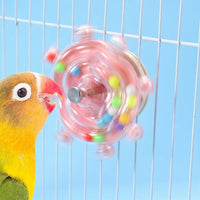 Parrot Rotating Toy with Internal Rattle Beads, Rotating Wheel for Parrot Enrichment, Cage Clip Mount for Parakeet Cockatiel