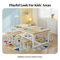 Classroom Desk and Stool Set Rounded Corners Classroom Table and Chair Set Easy to Tidy Children Craft Table for Students, Young Children, Playroom