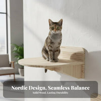 Solid Wood Wall-Mounted Cat Climbing Frame Space-Saving Wooden Cat Wall Furniture Multi-Level Design Kitty Climbing System Easy to Install for Apartment Dwellers, Pet Lovers, Apartments, Indoors, Living Room, Bedroom