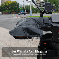 2 Pieces Thick Fleece Lined Motorcycle Handlebar Muffs Universal Fit Winter Scooter Hand Warmers PU Leather for Delivery Cyclist S