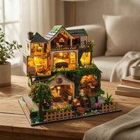 Fairytale DIY Miniature Dollhouse Kit Detailed DIY Miniature House Kit Multi-Level 3D for Crafters, Tabletop Display