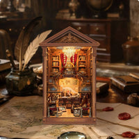 Retro Wooden Literary Alcove Warm LED Wooden Literary Alcove Lights Mini Shelf House for Desk