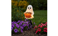 Specter Decoration with Pumpkin Bucket Light-up Halloween Garden Stakes Lighted Specter Stake for Pathway