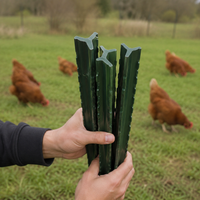 10 Pieces Y-Shaped Fence Posts, Dark Green Thickened Pasture Fence Posts Made of Steel, Galvanized Metal Posts for Chicken Coop and Vegetable Garden