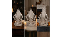 Specters Statue with Skeletal Base Halloween Specters Statue Tabletop Sculpture for Bookshelf, Office Desk
