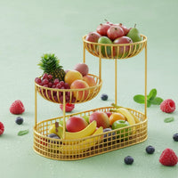 Fruit Basket Ventilated Design Strong Load-Bearing Countertop Snack Holder for Living Room, Kitchen, Pantry
