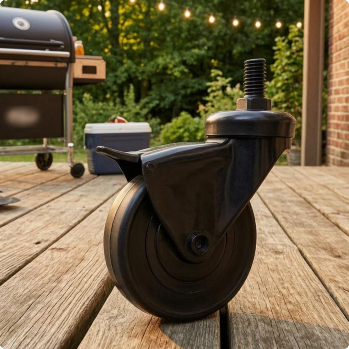 Grill Leg Caster Swivel Locking Caster Wheel Replacement Hardware for Outdoor Cooker Setup