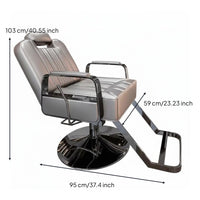 Hydraulic Reclining Barber Chair Adjustable Height-Adjustable Purpose Salon Chair PU Leather Upholstery Commercial Furniture for Barbers