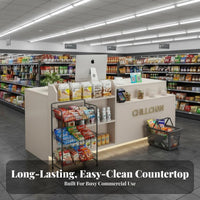 Cashier Counter with Display Shelves Compact Design Convenience Store Checkout Stand Multi-Layer Storage Small Retail Counter for Retailers, Boutiques