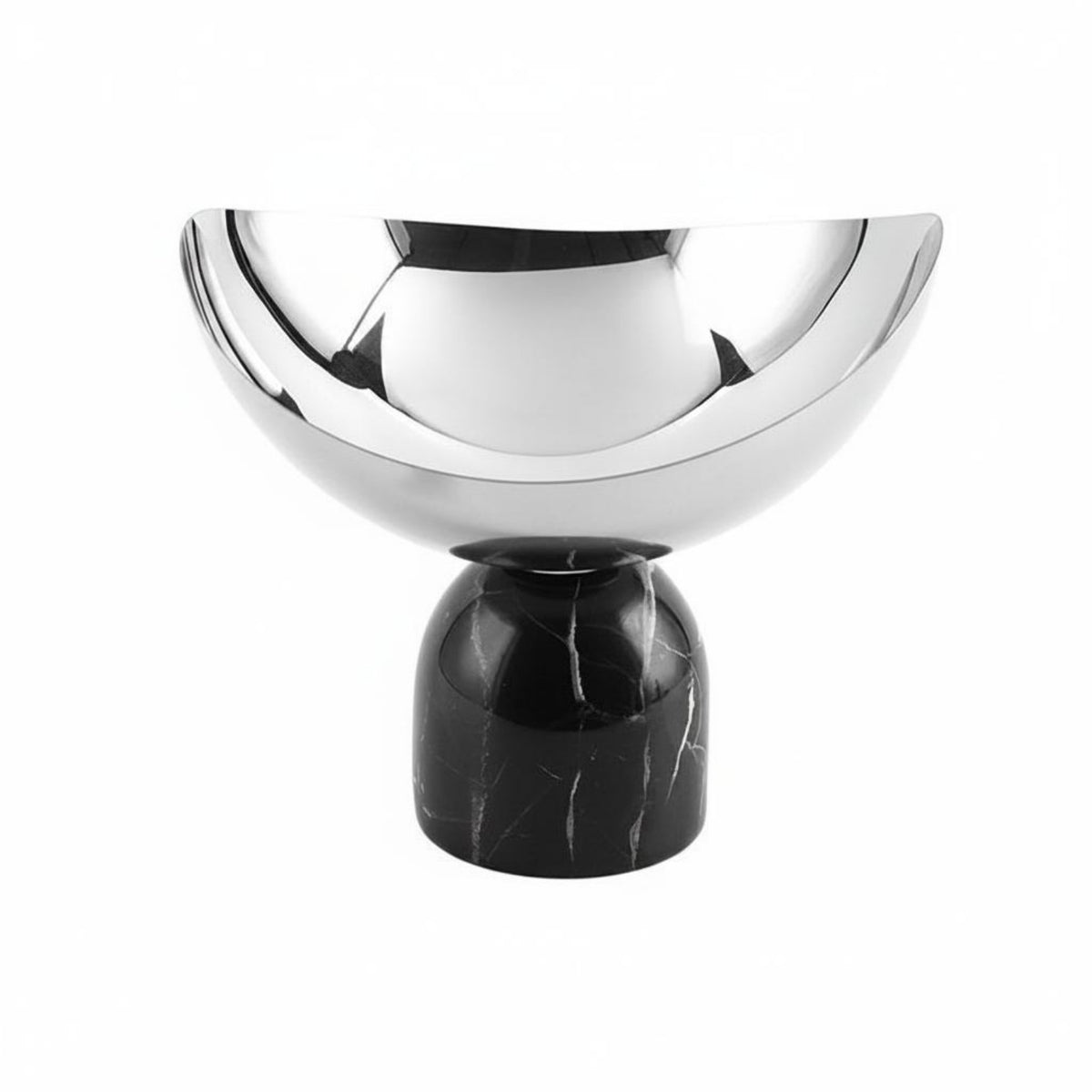 Marble Pedestal Tray Reflective Serveware Silver-Colored for Hotel Interior