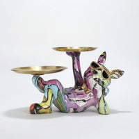 French Canine Statue Tray Modern Decor French Canine Tray Holder Graffiti Dog Key Holder Multi-Functional for Living Room