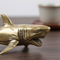 Fading Resistant Antique Design Shark Ornament Long-Lasting Brass Shark Figurine for Desk