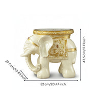Resin Elephant Shoe Changing Stool Gold-Toned Shoe-Changing Stool Elegant Figurine Ornate for Entryway, Living Room