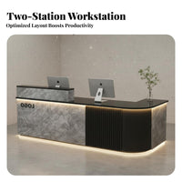 Modern Reception Desk Sturdy Construction Retail Front Desk Ample Storage Modern Checkout Counter for Receptionists, Business Owners