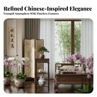 Chinese design Tiered Flower Pot Stand Floor-Standing Tiered Plant Stand Hollow-Carved Design Display Shelf Sturdy and long-lasting for Homeowners, Interior Decorators, Apartment Dwellers, Living Room, Balcony, Indoor, Corner