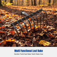 Foliage Rake, Multi-Tooth Steel Garden Tool, Efficient for Leaves, Soil, Debris