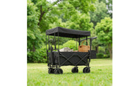 Foldable Wagon with Canopy All Terrain Folding Wagon with Canopy Folding Garden Cart Weather-Resistant Spacious for Campers