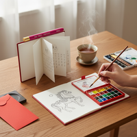 2026 Accordion Mini Desk Calendar with Watercolor Paper