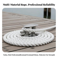 3-Strand Twisted Rope High Strength Twisted Anchor Rope Boat Docking Line Wear-Resistant Long-Lasting for Sailors, Anchoring