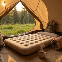 Inflatable Mattress with Built-in Pillow Tufted Inflatable Bed with Pillow Portable Airbed for Camping, Guests, Camping, Tent, Sleepovers