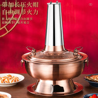 Traditional Chinese Double Boiler Hot Pot with Copper Finish