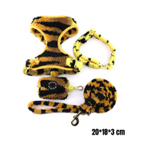 Comfortable Fit Leopard Print Harness Set Soft Padded Leopard Print Dog Harness Adjustable Soft Dog Leash Set Simple to Put on and Remove for Walking