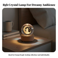 USB Powered Crystal Ball Music Box Bluetooth Speaker Lamp for Couples, Friends, Gift Giving, Nightstand, Home Decor