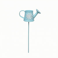 Miniature Iron Watering Can Stake Curved Handle Mini Watering Can Decor Short Spout Flower Pattern Garden Stake Compact Size for Tabletop Micro-Landscape, Potted Plant
