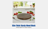 Authentic Clam Wood Butcher Block, Thick, Double-Sided, Solid Wood, Heavy Duty, Stainless Steel Handle, Round