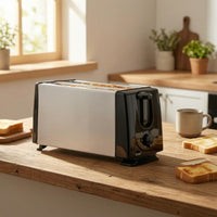 Stainless Steel Long-Slot Toaster Automatic Lift up Toaster with Long Slot Slim Appliance Compact for Singles, Students, Kitchen Countertop, Apartment, Dorm Room