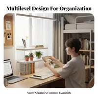 Multi-Tier Desk storage-spaceSaving Multilayered Desk Organizer Transparent View
