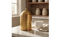 Brass Tea Canister Handmade Metal Storage Jar Lettered Apothecary Storage Jar for Kitchen Counter