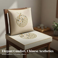 Thickened Design Chinese Design Chair Cushion High-Density Foam Thick Sponge Seat Pad Skin-Friendly Textile for Office Workers, Tea Room