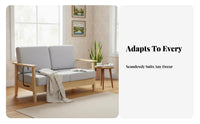 Elderlyaccessible Design Sofa with Cane Holder durable Wood Frame Loveseat Supportive Armrests Household Seating Ergonomic for Caregivers, Apartment Dwellers, Nursing Home, Assisted Living Facility, Rehabilitation Center, Waiting Room