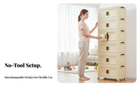 foldable Wheeled Cabinet Installation Household Storage Large Capacity Organizer single for Families, home dwellers, Kids' Room, Bedroom, Kitchen